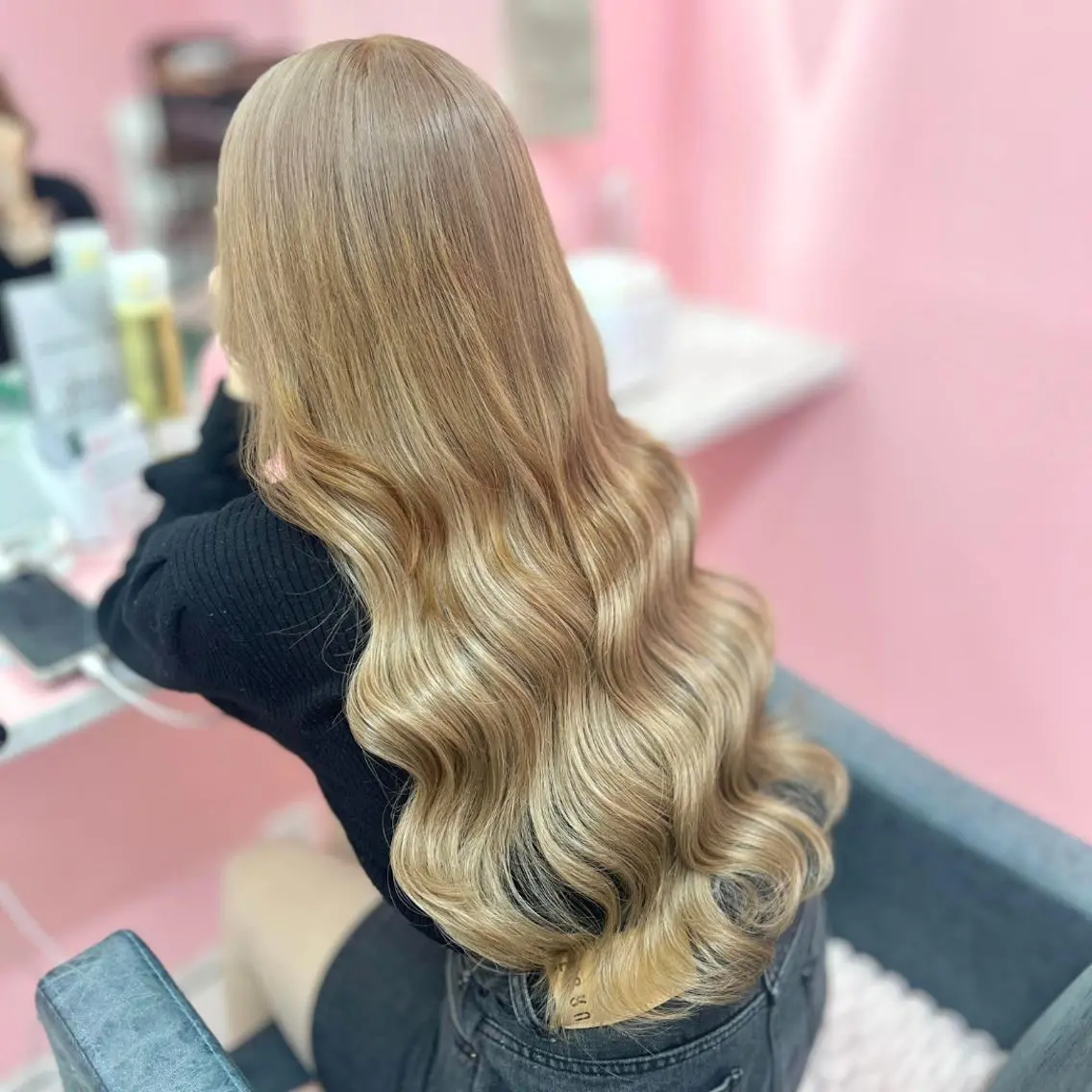 ロング シールエクステ エクステ 韓国風ヘア ロング ヘアカラー エクステ シーズン エクステ/大阪梅田駅のヘアスタイル