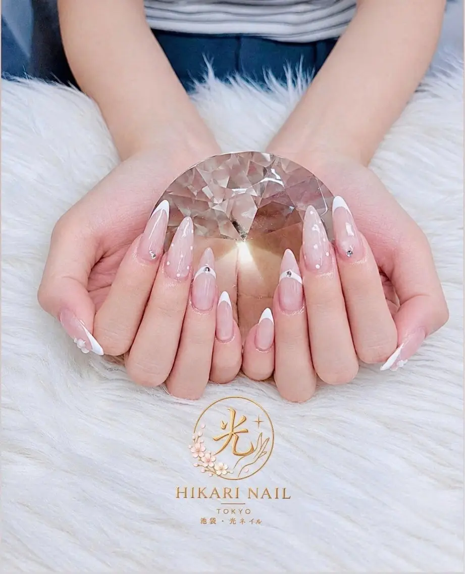 ネイル チークネイル 長さ出し フレンチネイル ガーリー ハロウィン ハンドネイル HikariNail Ikebukuroのネイルデザイン