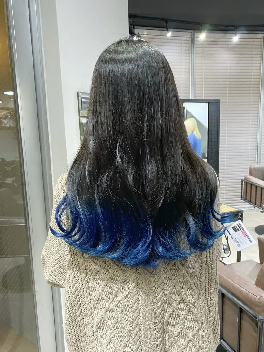 ロング ヘアカラー トリートメント 山影✨バレイヤージュ ハイライト✨メンズ◎のヘアスタイル