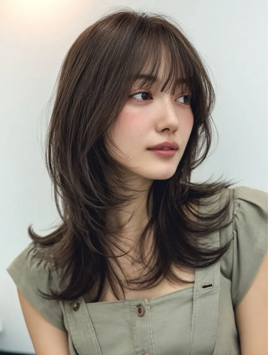 ミディアム アッシュ ハッシュカット レイヤーカット カット ヘアカラー 艶髪カラー/髪質改善 🏖 亀戸/もぎのヘアスタイル