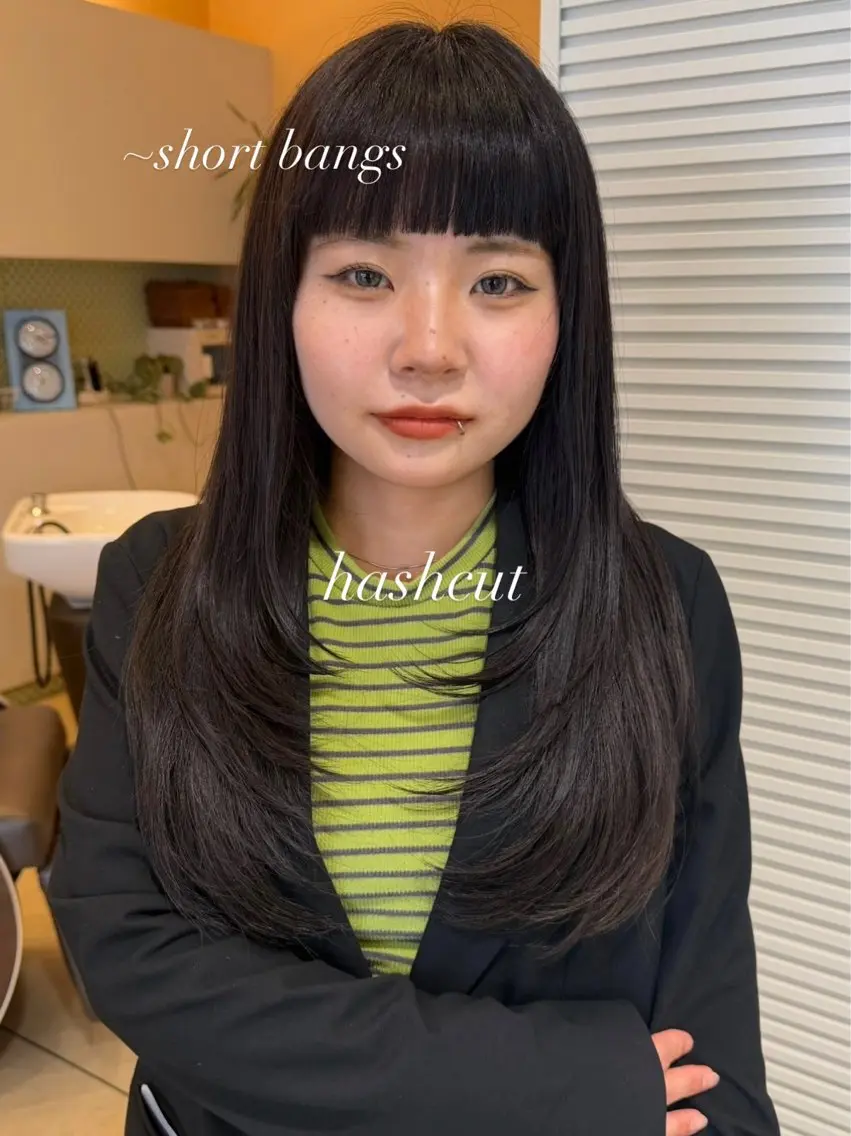 ロング カラー ハッシュカット レイヤーカット カット ヘアカラー トリートメント 透明感/レイヤー/ 縮毛矯正/ほのか🍪のヘアスタイル