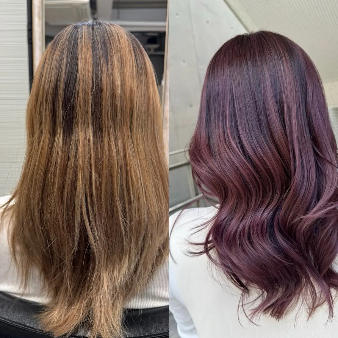 セミロング カラー ブリーチ ハイライトカラー ピンクカラー ピンクパープル パープルカラー ヘアカラー トリートメント 三浦 政和のヘアスタイル