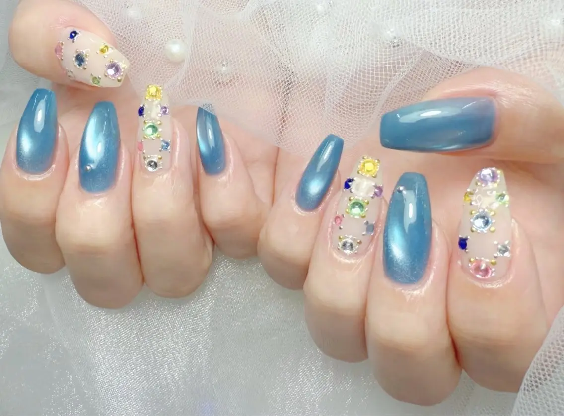 ネイル アートネイル オーロラネイル 長さ出し フラッシュネイル フットネイル ハンドネイル ╹◡╹MimoEye lash🌻Nailのマツエク・マツパデザイン