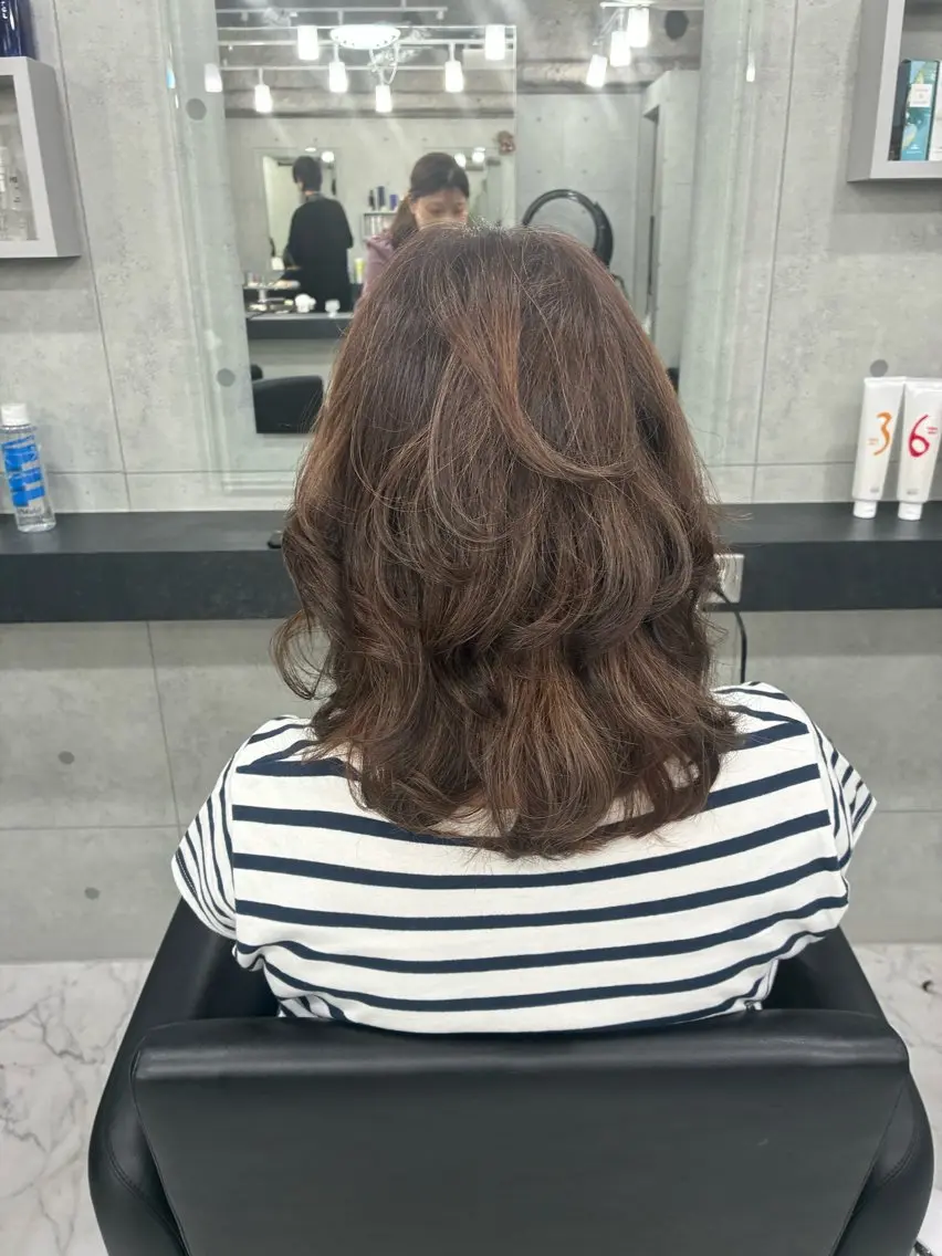 ミディアム カラー パーマ カット ヘアカラー Endearing 🌟銀座のヘアスタイル