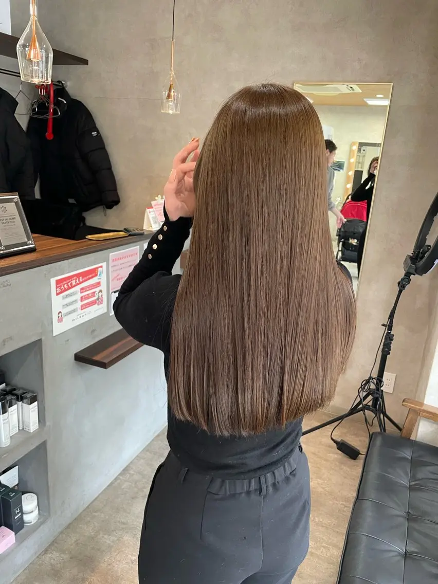 ロング カラー ベージュカラー ブリーチ ブリーチなしカラー カット ヘアカラー トリートメント RIENS aura / ayu ♡のヘアスタイル