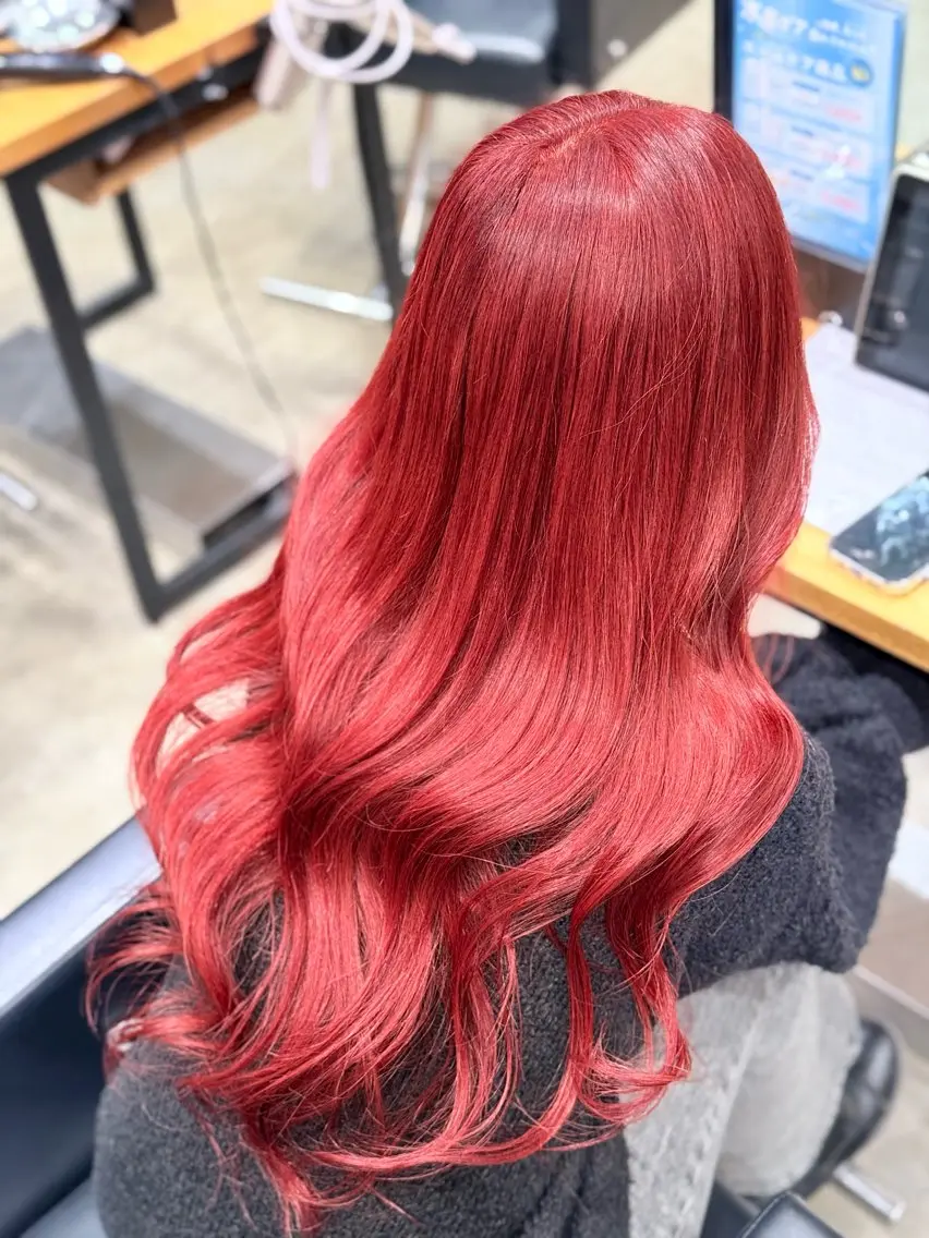ロング カラー レッドカラー ヘアカラー Hirose Ryoのヘアスタイル