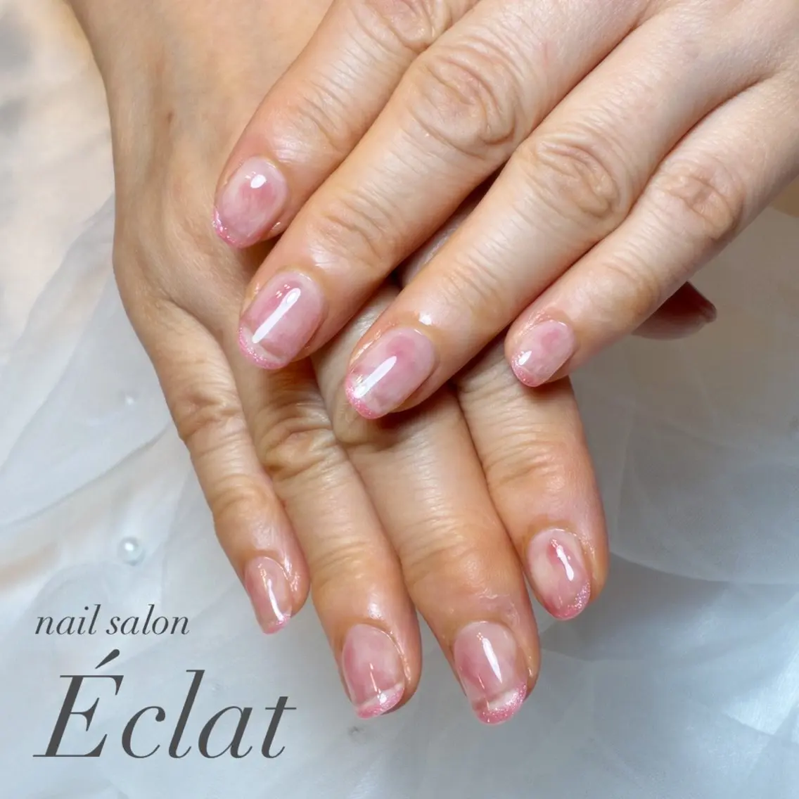 ネイル ニュアンスネイル ピンク ハンドネイル nail salon Éclatのネイルデザイン