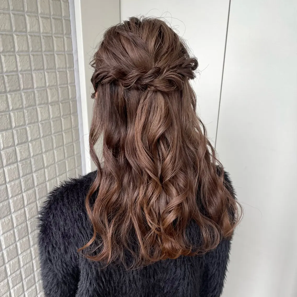 ヘアアレンジ ハーフアップ 銀座：似合わせカラー オリーブ🫒アレンジのヘアスタイル