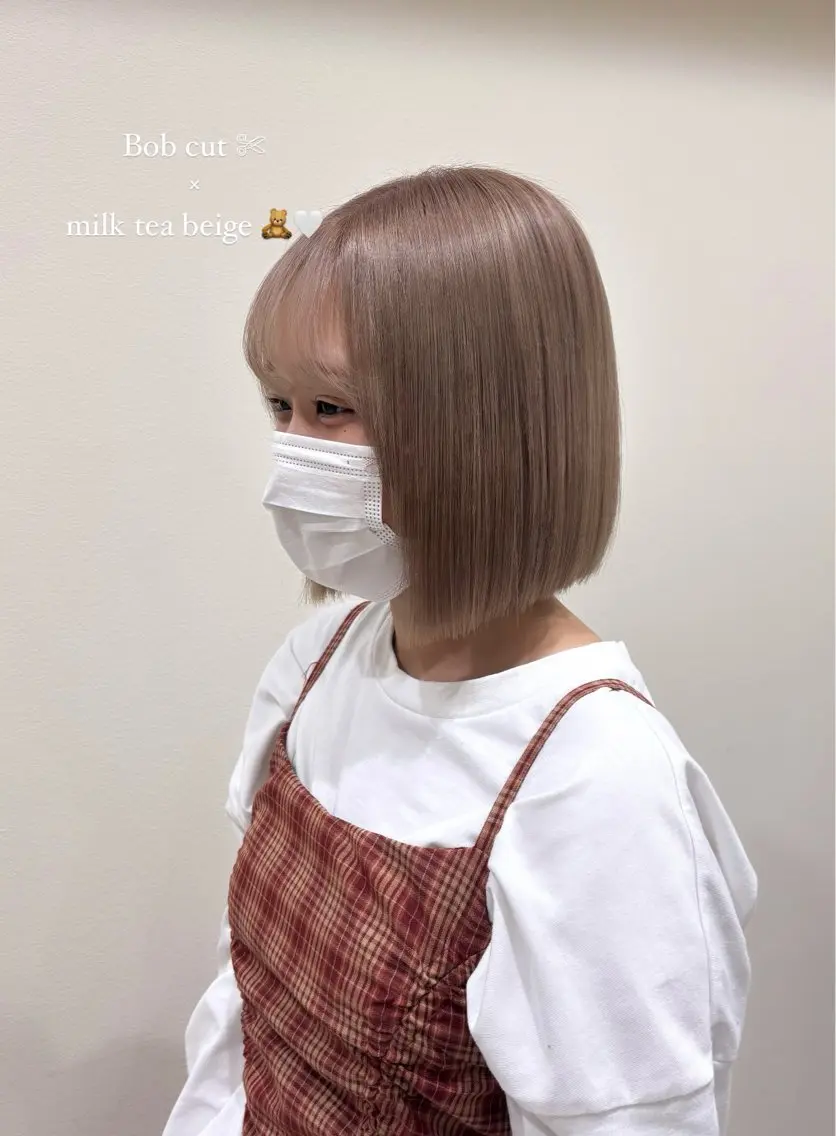 ミディアム カット ヘアカラー トリートメント ♡🎀垢抜け透明感 カラーaomi🐇♡のヘアスタイル
