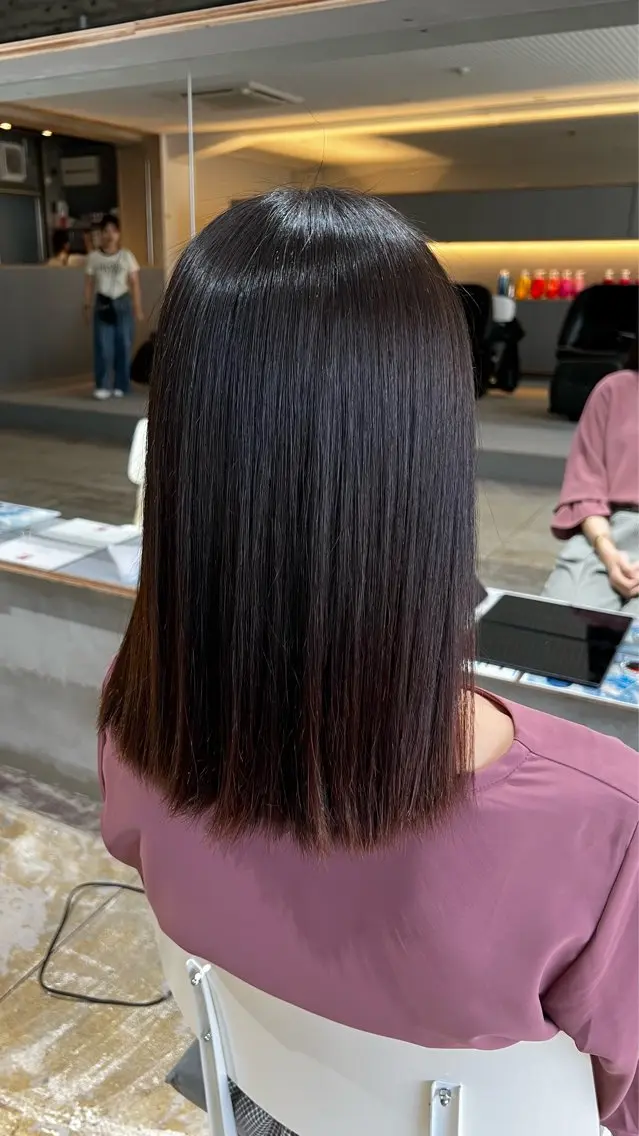 ミディアム 縮毛矯正 夏見 柚羽のヘアスタイル