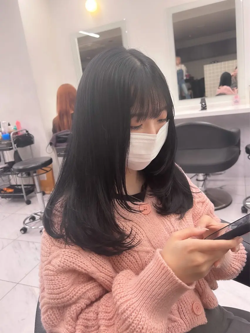ロング カラー パーマ ヘアアレンジ メンズ キッズ ブリーチなしカラー/ ブラウン/レイヤーのヘアスタイル