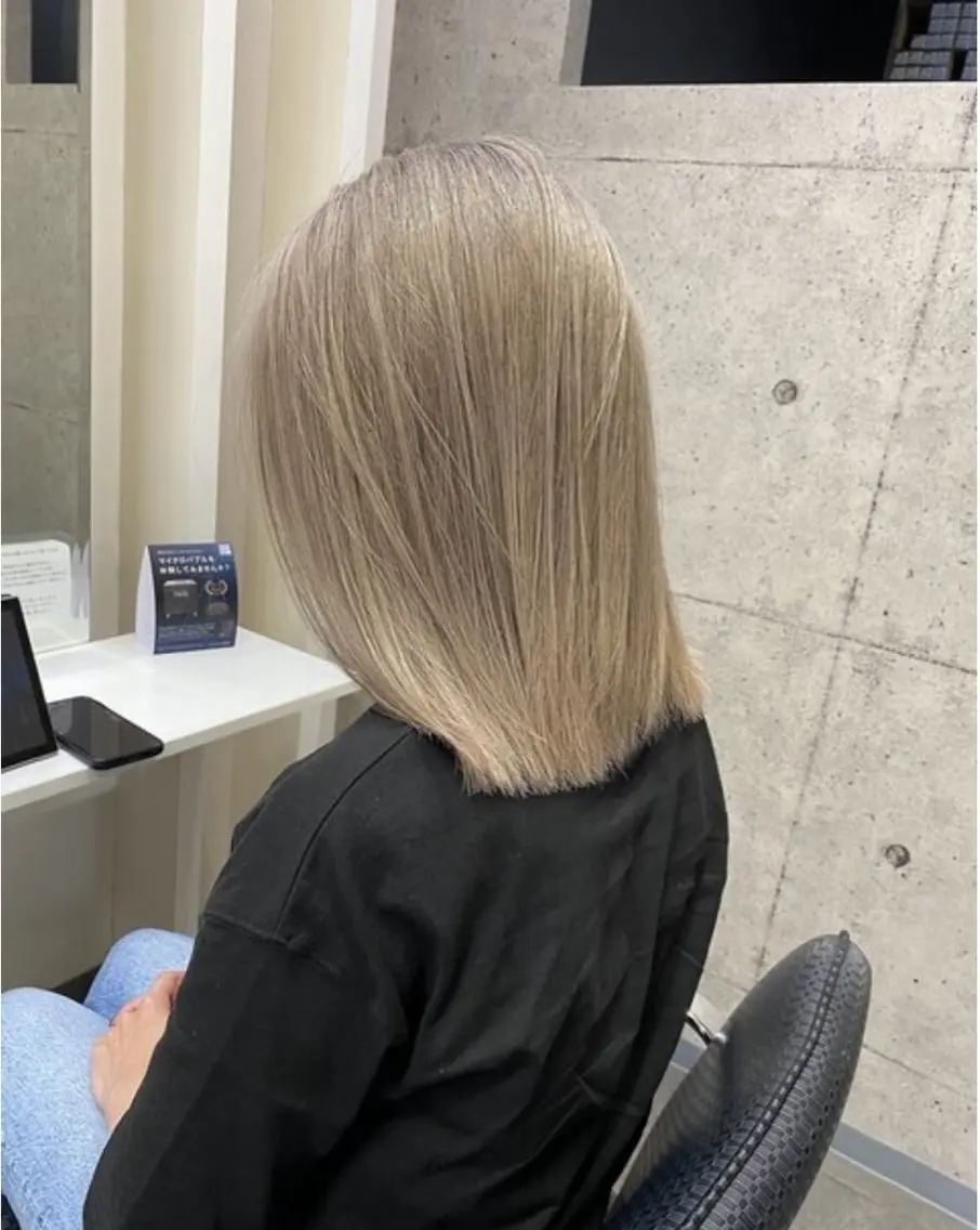 ミディアム カラー ベージュカラー ホワイトベージュ mm‪ ♡ yukaのヘアスタイル