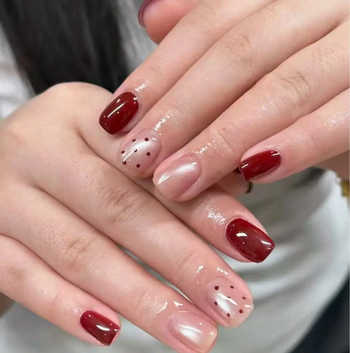 ネイル アニマル柄 べっ甲ネイル ボルドー ブラウン ジェルネイル Rika nail Salon 1のネイルデザイン
