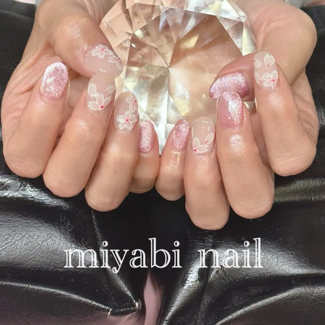 ネイル アートネイル 桜ネイル フラワーネイル ジェルネイル マグネットネイル ハンドネイル miyabi nail 桂川駅近くのネイルデザイン