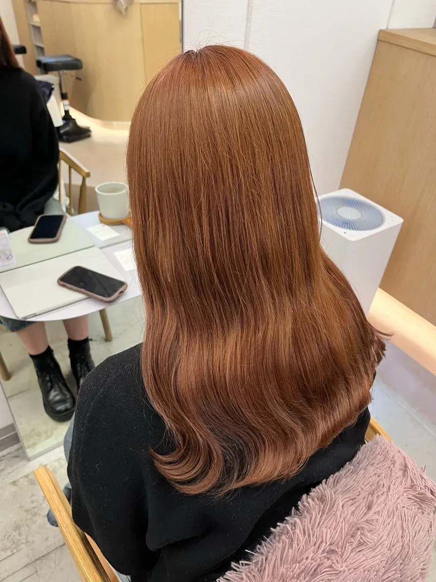 ロング カラー ブリーチ オレンジ 暖色カラー/ ヘアセット🌛櫻井舞のヘアスタイル