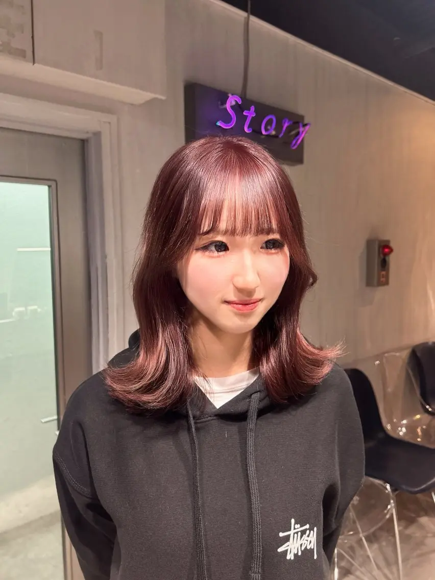 ミディアム 韓国風カラー 姫カット 韓国風ヘア レイヤーカット ワンホンレイヤー MEI🎀レイヤー 🎀韓国styleのヘアスタイル