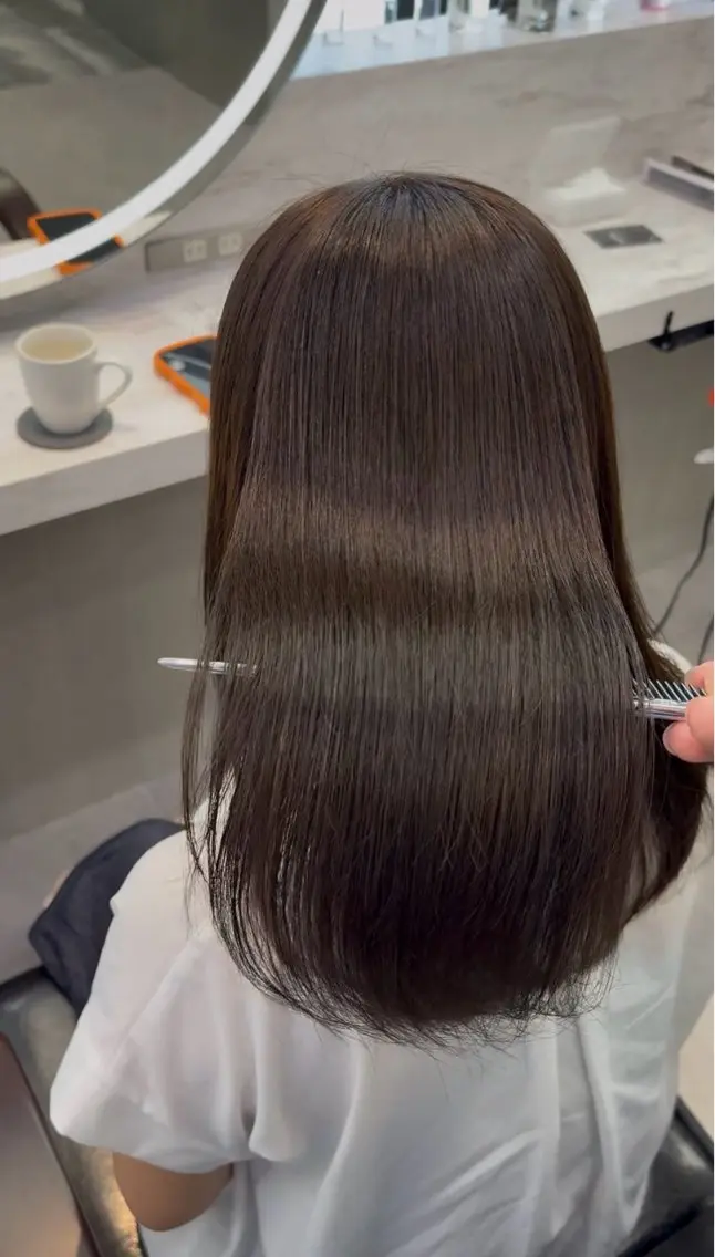 ロング カラー カット ヘアカラー 上品☆韓国レイヤー 🤍ゆうが🤍のヘアスタイル