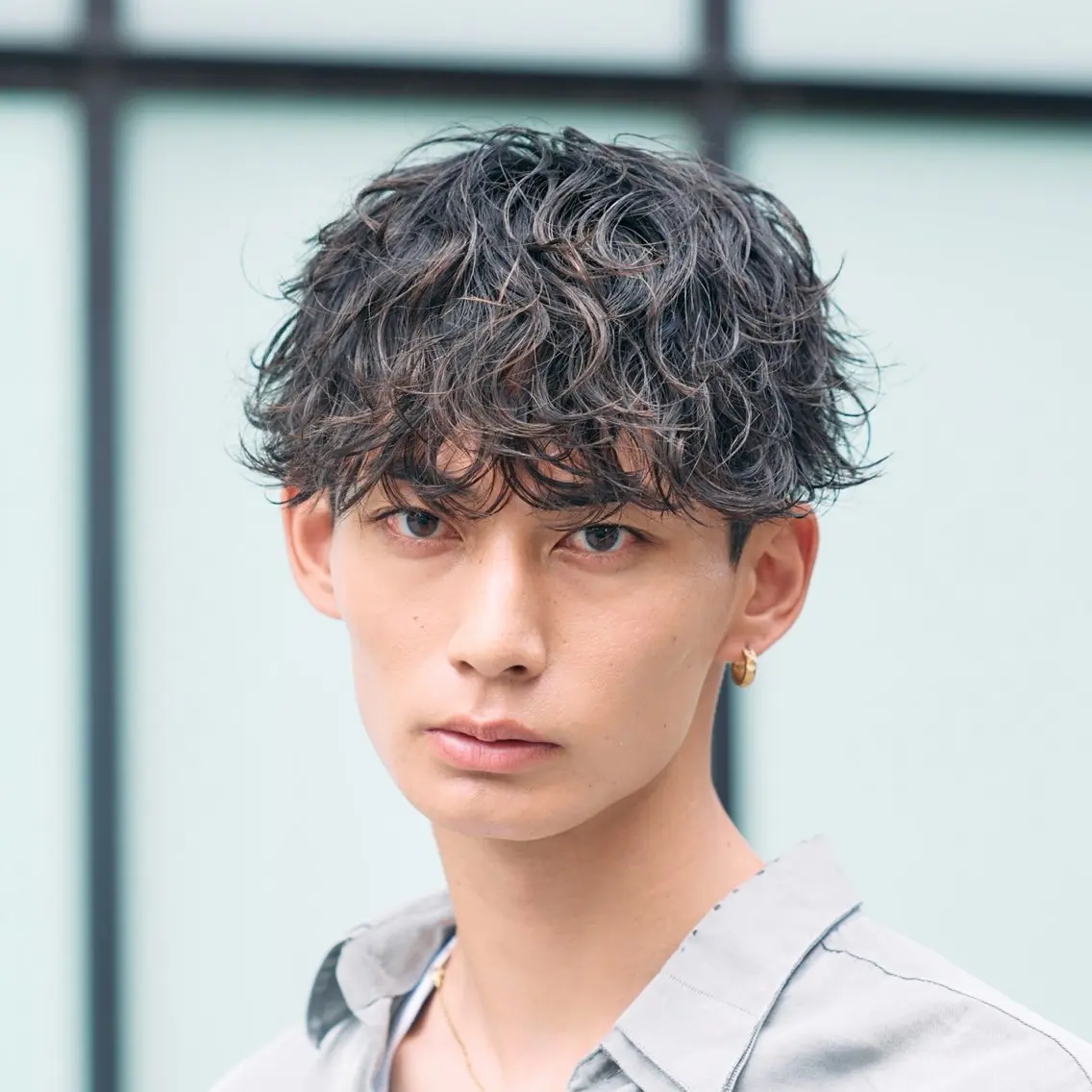 ショート パーマ メンズ カット パーマ 【シャドウパーマ センターパート】義心のヘアスタイル