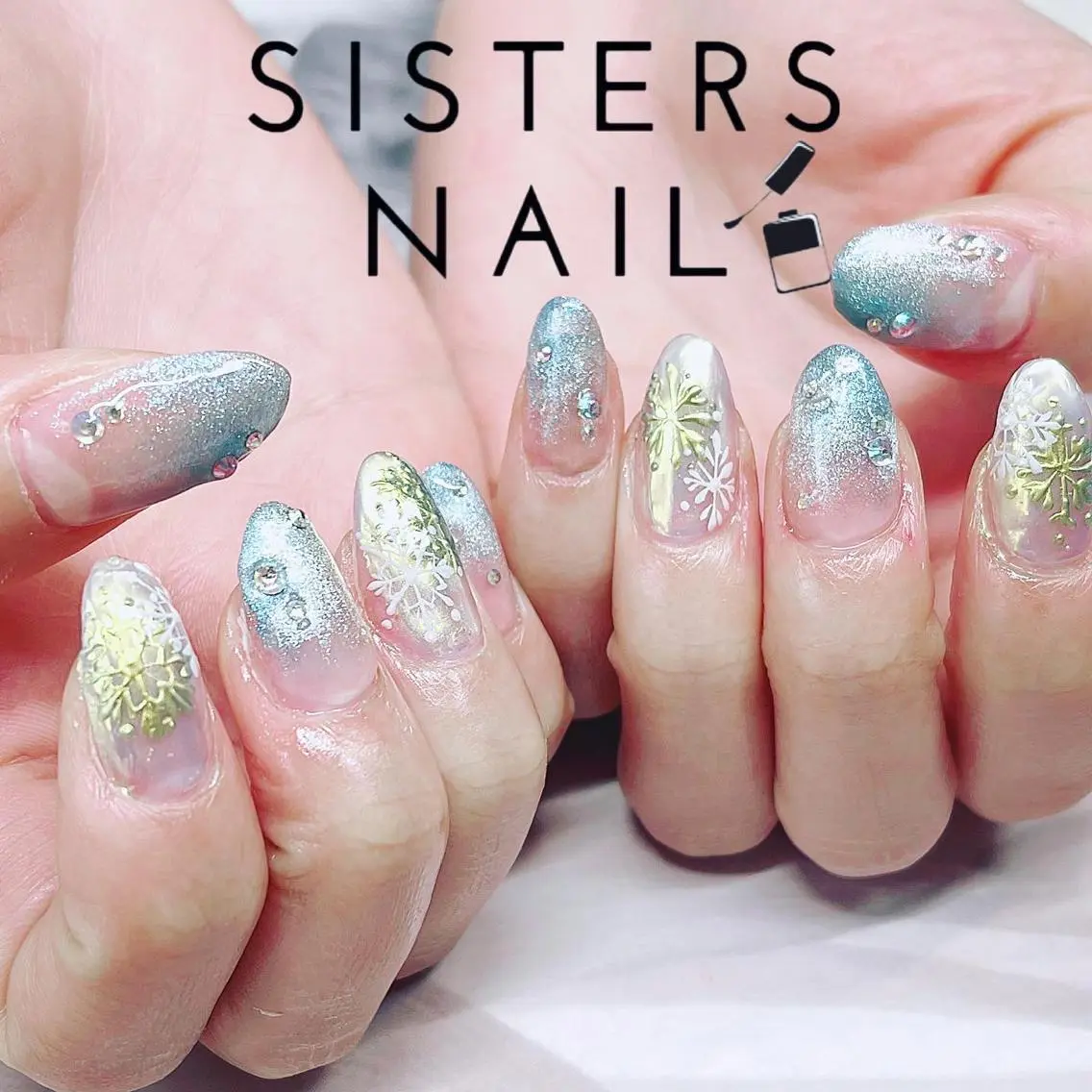 ネイル アートネイル オーロラネイル グラデーション マグネットネイル 冬ネイル sisters nail.fのネイルデザイン