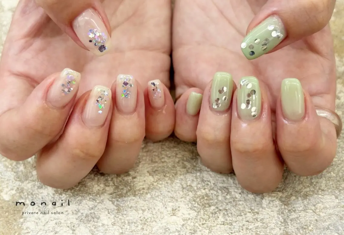 ネイル シルバー ハンドネイル nail salon monailのネイルデザイン