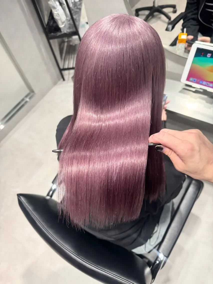 ロング カラー バレイヤージュ ミストバング ベージュカラー ブリーチ 抜きっぱなしブロンド 札幌美容師/ブリーチ /ハイトーン/Doiのヘアスタイル