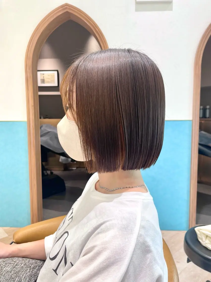 ミディアム カット 縮毛矯正 トリートメント 🍎大人可愛い小顔 ボブ🍏shioのヘアスタイル