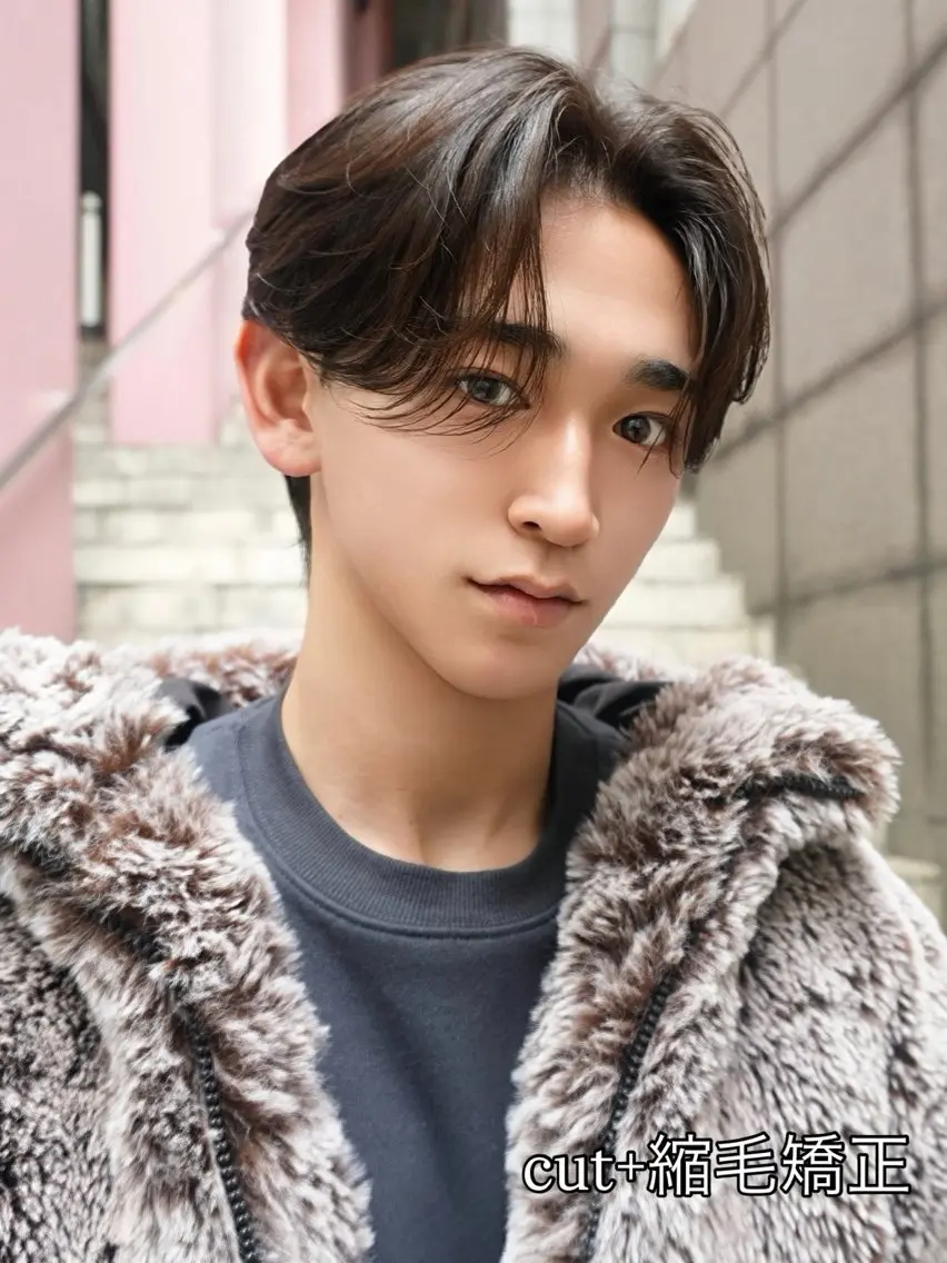 ショート パーマ メンズ 縮毛矯正 カット 縮毛矯正 湖城 恵吾のヘアスタイル