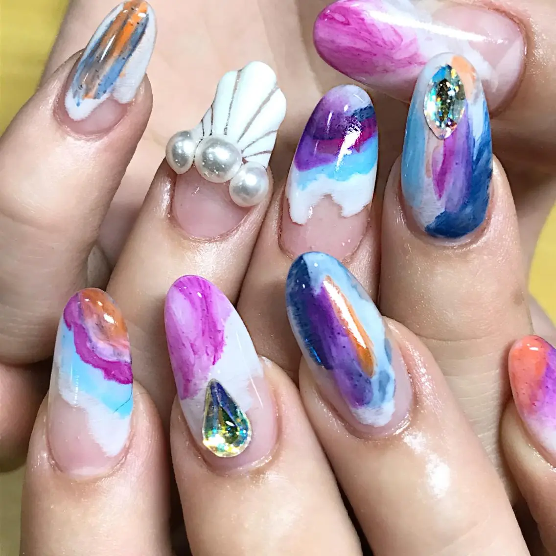 ネイル 渋谷/チップ長さ出し 👑アプレgel-xのネイルデザイン
