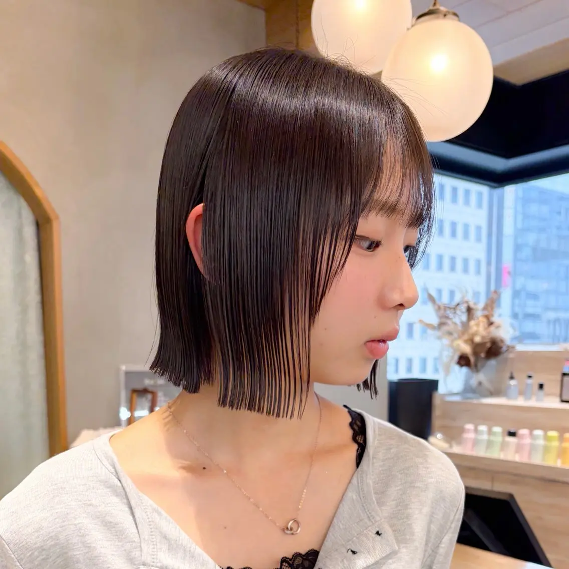 ショート ボブ 縮毛矯正 トリートメント ♥️ボブ縮毛矯正/暖 色/minami♥️のヘアスタイル