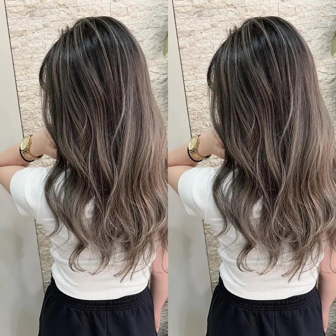 セミロング カット ヘアカラー Y Uのヘアスタイル