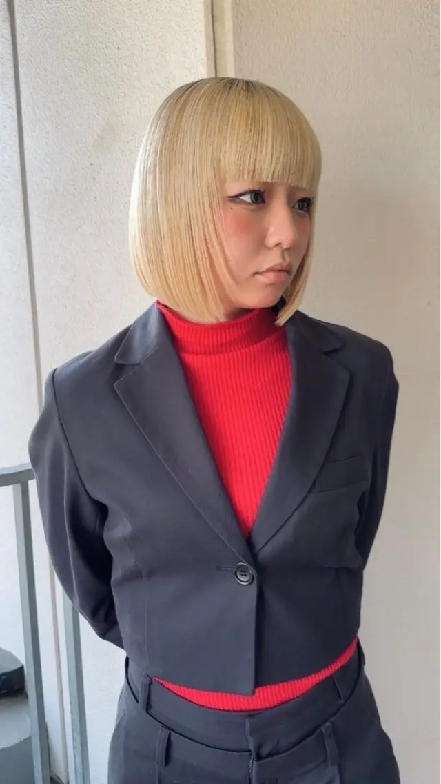 ショート カラー 切りっぱなしボブ ブロンド ボブ カット ヘアカラー トリートメント ウルフ/レイヤー/ 渋谷🔮Yudaiのヘアスタイル