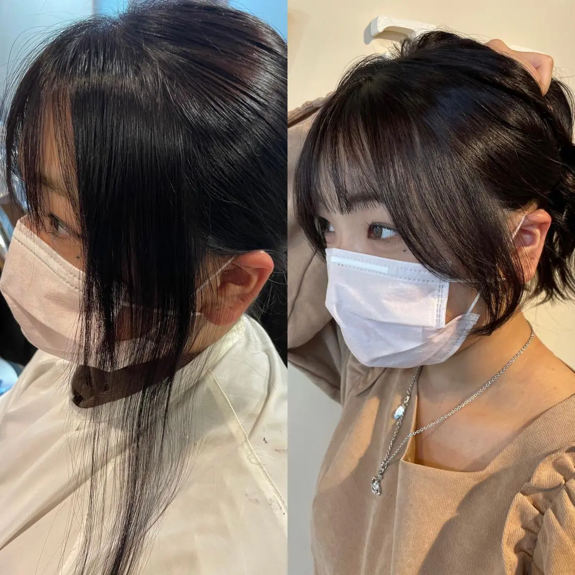 ミディアム カラー 韓国風ヘア おくれ毛 チヒョ🦋 韓国hair🇰🇷のヘアスタイル