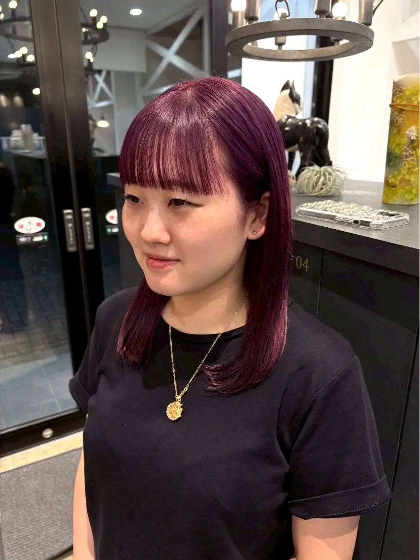 ミディアム カラー ブリーチ ピンクカラー 田村 亜衣華のヘアスタイル