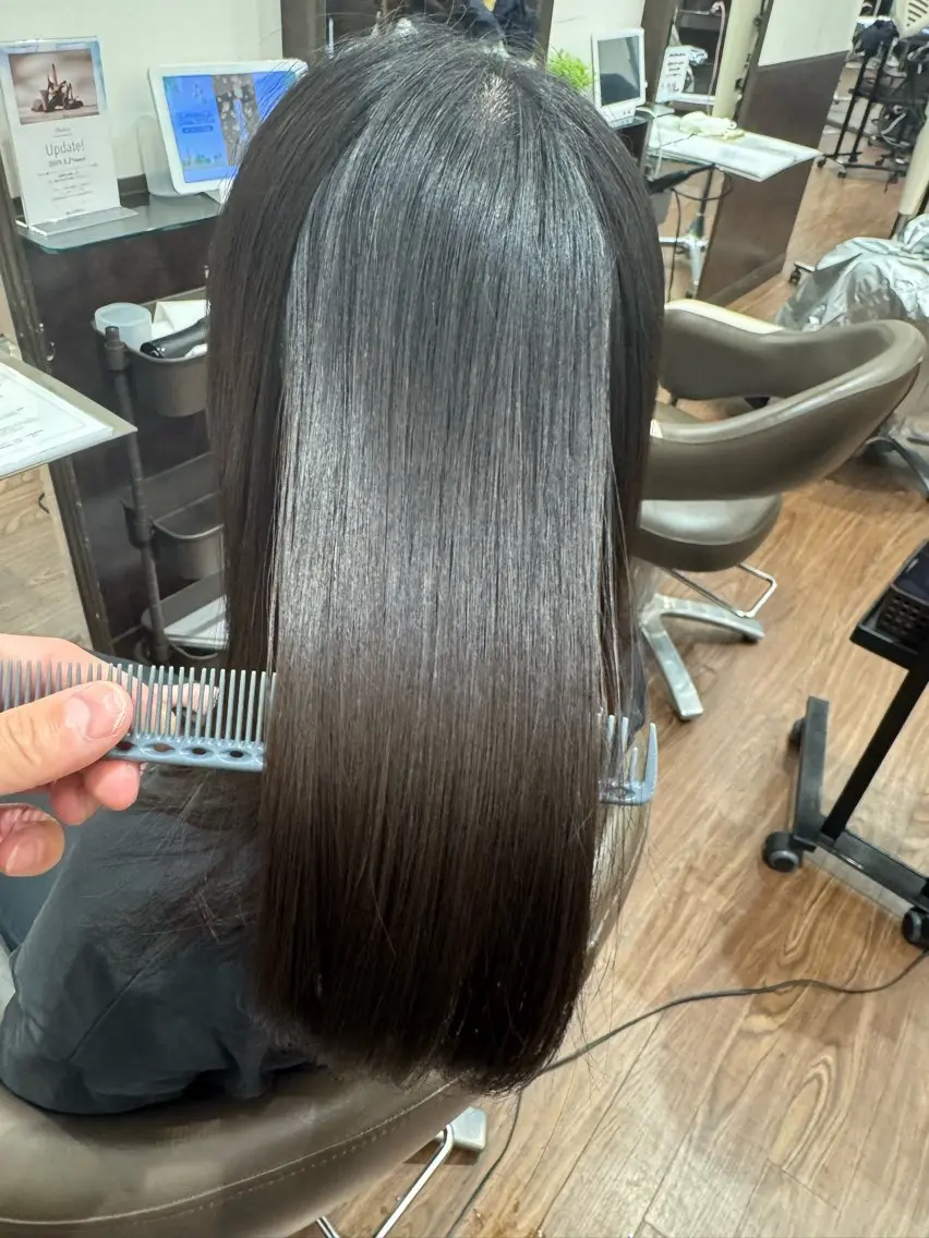 ロング 酸性ストレート 縮毛矯正 稲村 toshiのヘアスタイル