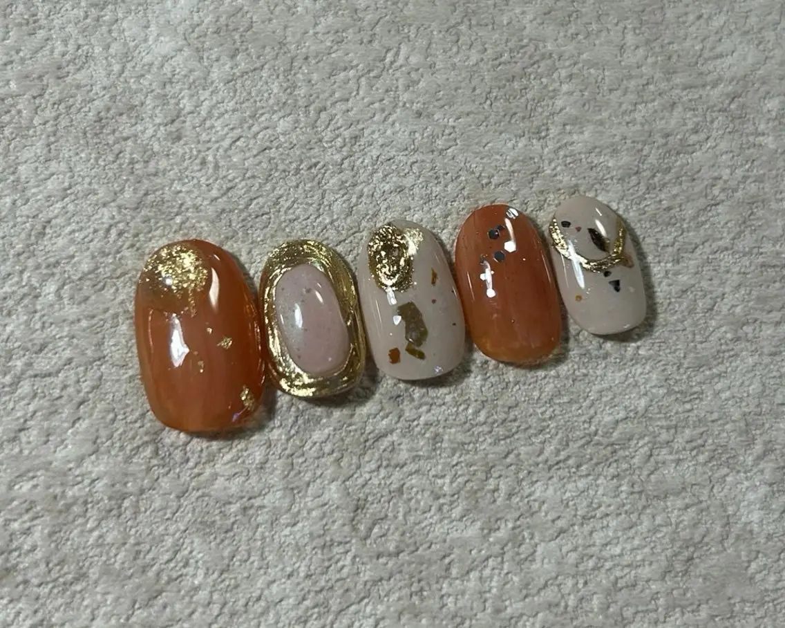 ネイル オレンジ ハンドネイル Lofinails ちひろのネイルデザイン