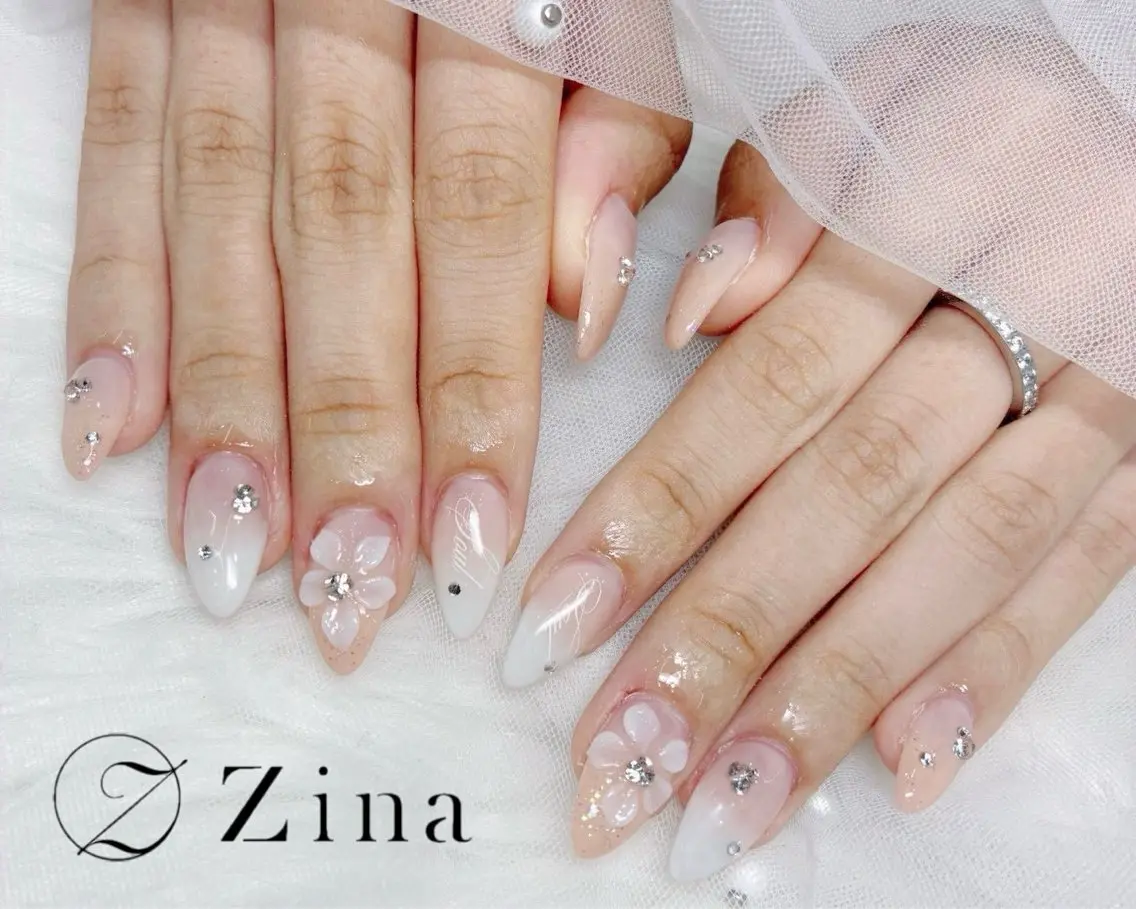 セミロング ハンドネイル 自爪育成/zina/ KIMIのネイルデザイン