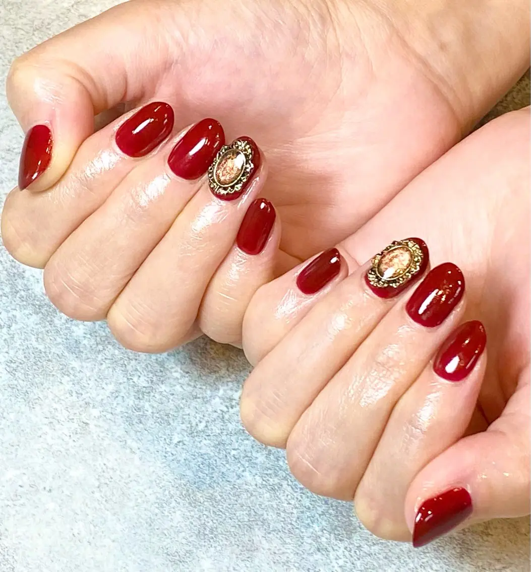 ネイル ボルドー ジェルネイル マグネットネイル ワンカラーネイル ハンドネイル Narumi nailのネイルデザイン