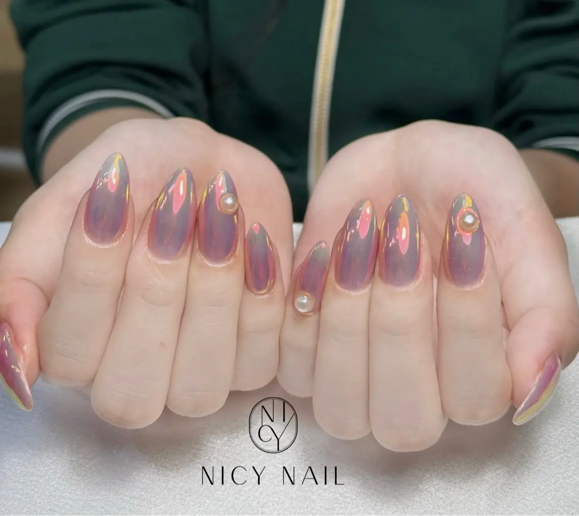 ネイル アートネイル オーロラネイル ブルー チークネイル フットネイル ハンドネイル NICY NAIL 池袋のネイルデザイン