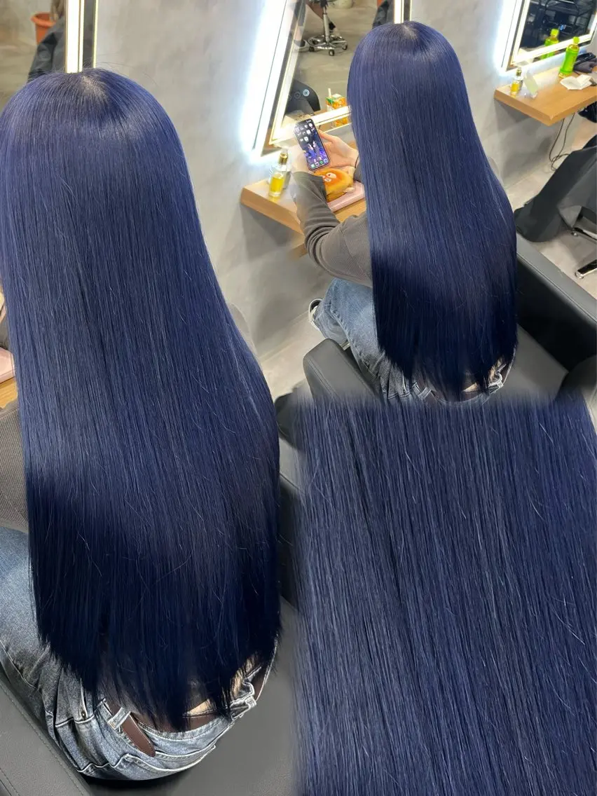 【💙 ブリーチありで鮮やかなブルー 💙】 ケアブリーチ ➕ カラー🌈の写真