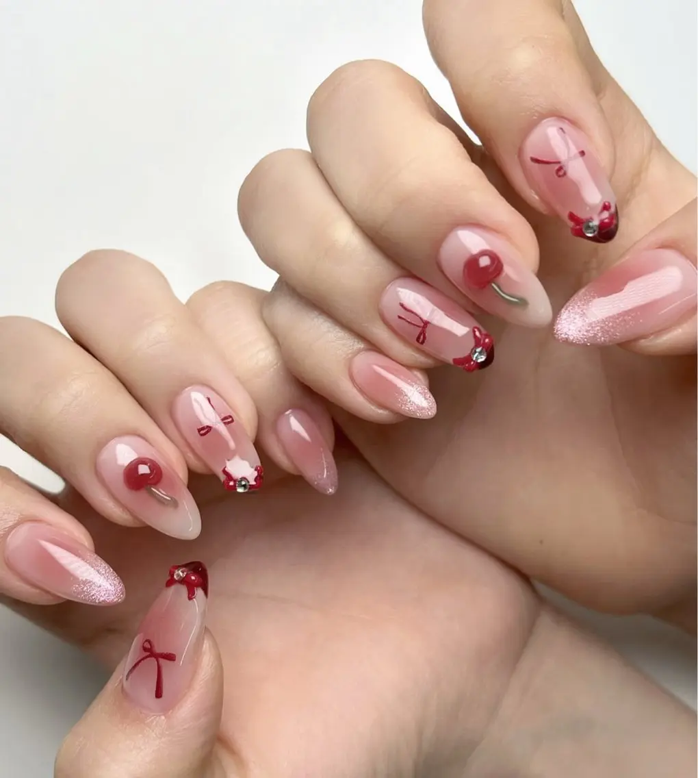 ネイル キラキラネイル マグネットネイル ぷっくりネイル 春ネイル ワンホンネイル ハンドネイル Lyna 池袋のネイルデザイン