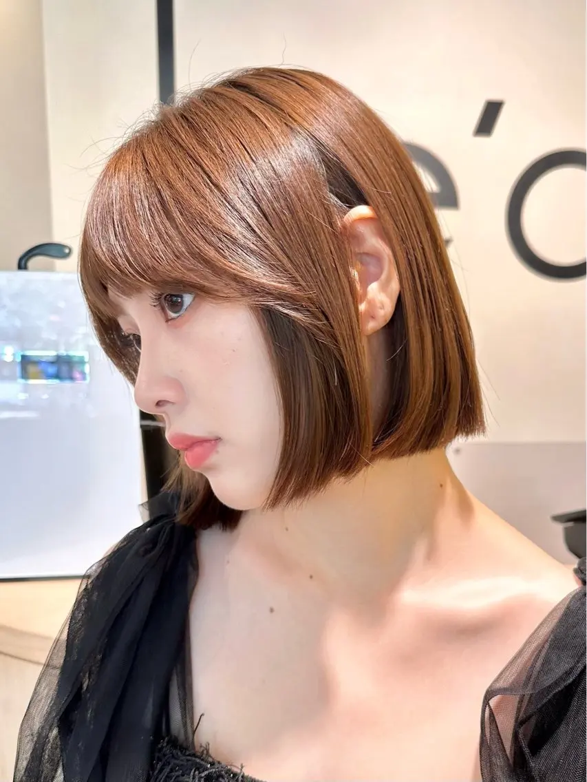 ショート 切りっぱなしボブ ボブ 顔まわりレイヤー レイヤーカット raika .のヘアスタイル