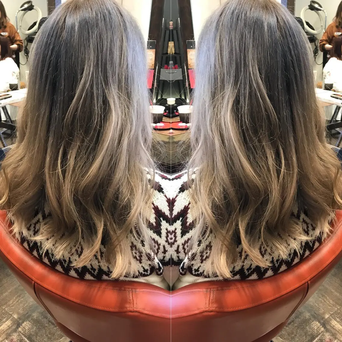 セミロング カラー アッシュ ホワイトアッシュ 外国人風カラー ヘアカラー トリートメント デザインカラー🌈 高木リョウのヘアスタイル