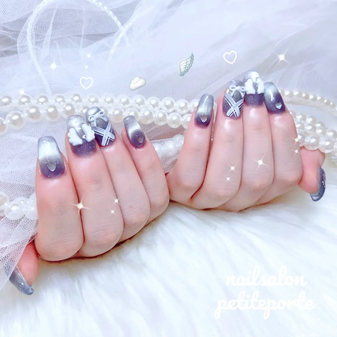 ネイル アートネイル フラッシュネイル フラッシュマグ マグネットネイル ピンク ハンドネイル petite porteのネイルデザイン