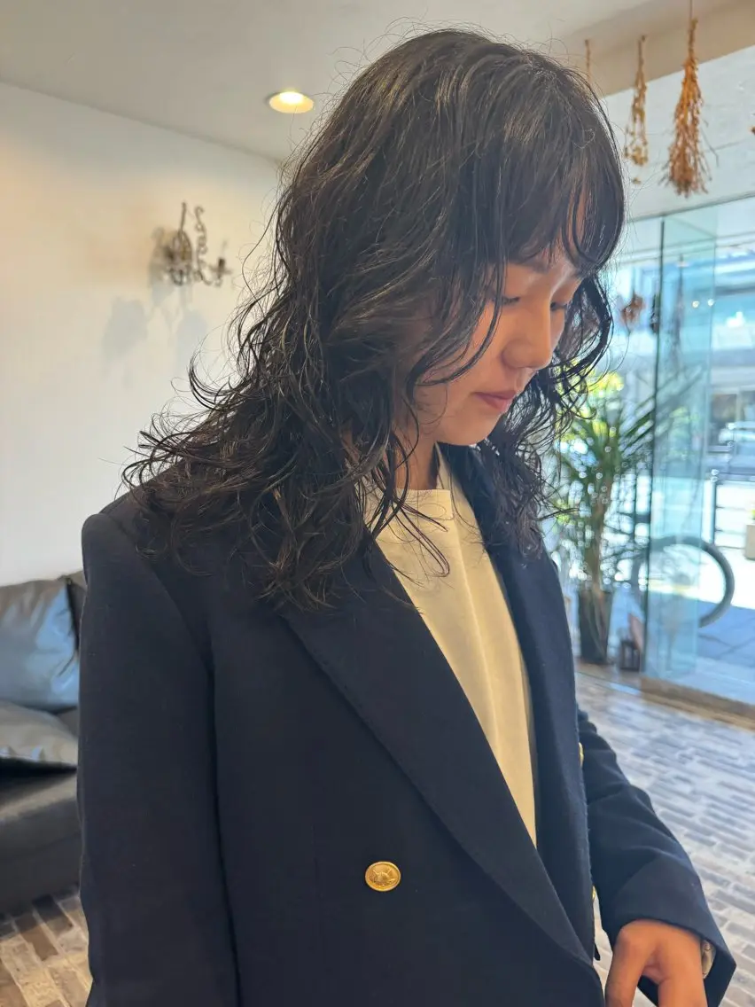 セミロング パーマ セミロングパーマ ウルフカット カット パーマ m ā l o.🌷 サカモトマイコのヘアスタイル