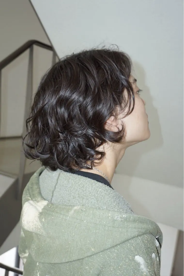 ミディアム パーマ メンズ カット パーマ ボブモデル募集/ 青木亮太郎のヘアスタイル