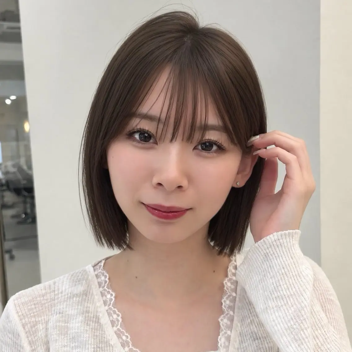 ミディアム カラー 透明感カラー ボブ カット ヘアカラー トリートメント mei タッセルボブ 縮毛矯正🧚‍♂️のヘアスタイル