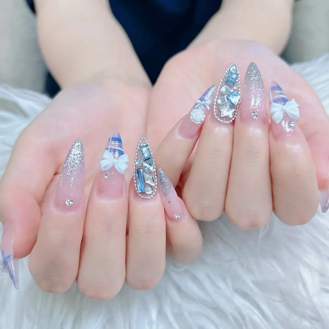 ネイル フットネイル フレンチネイル グラデーション 韓国ネイル ロングネイル ハンドネイル Hani Nail Salonのネイルデザイン