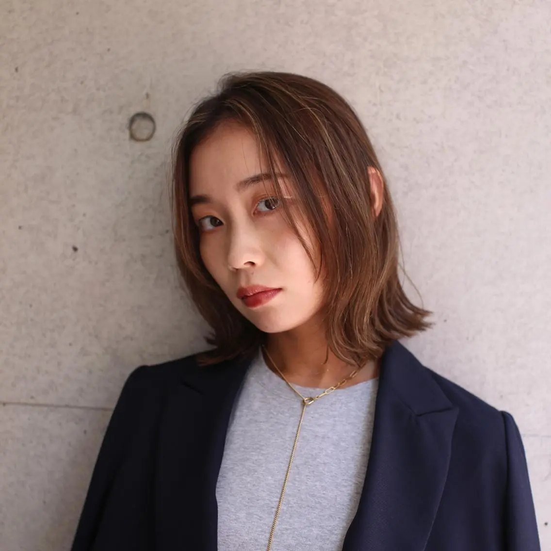 ミディアム カラー ヘアカラー 中西 美聖のヘアスタイル