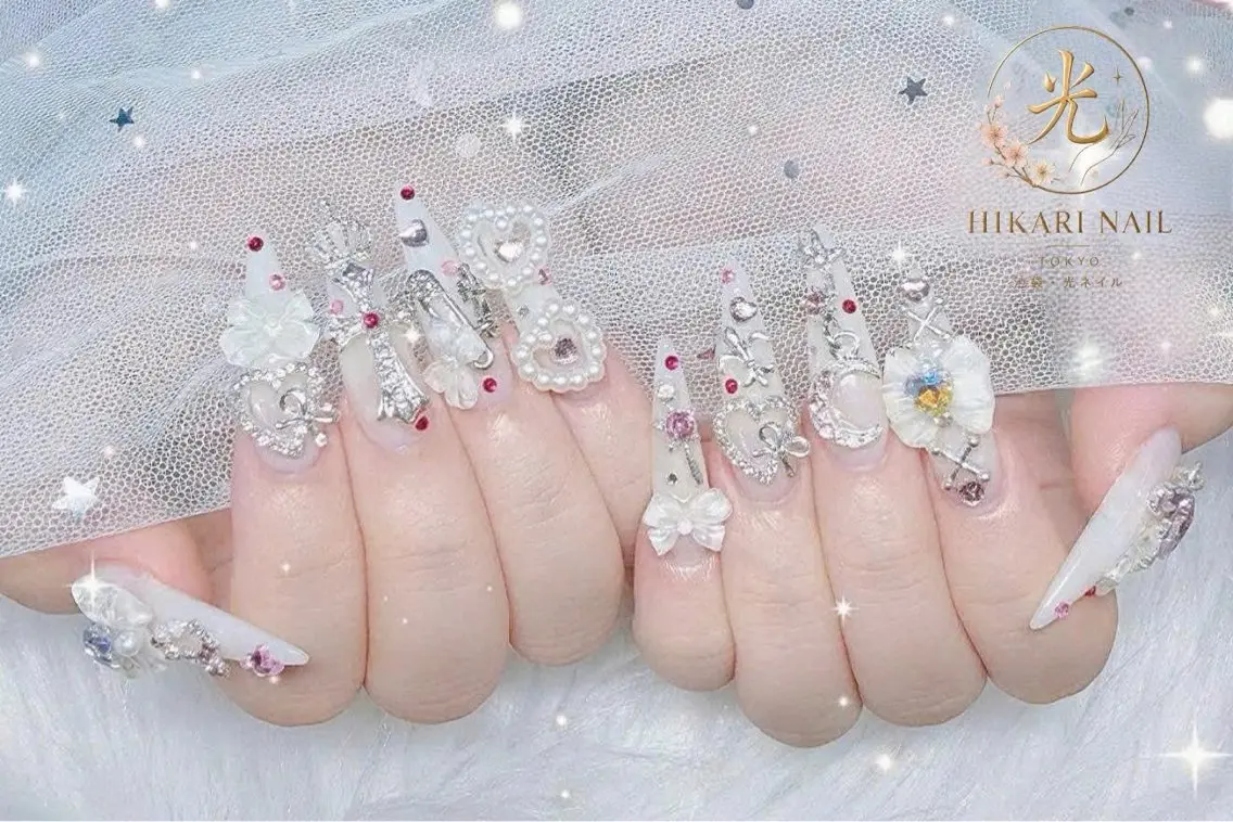 ネイル チークネイル 長さ出し フレンチネイル ガーリー ハロウィン ハンドネイル HikariNail Ikebukuroのネイルデザイン