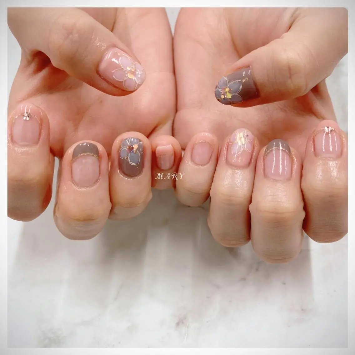 ネイル 桜ネイル フレンチネイル ニュアンスネイル ピンク 春ネイル ハンドネイル Mary nail .narumiのネイルデザイン